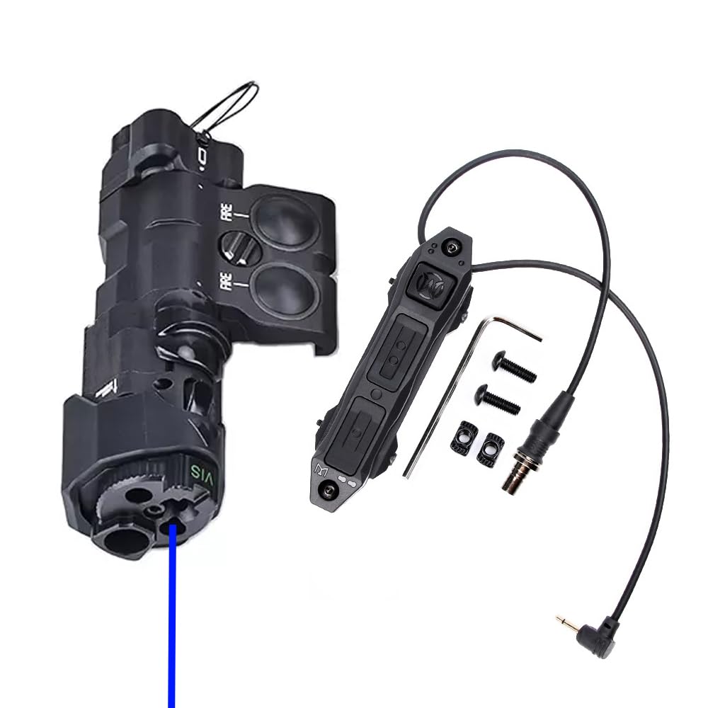 Nylon MW C1+ Box Aiming Laser Sight(with Red/Green/Blue Laser+IR Laser+IR Fill Light + 220 Lumens LED Flashlight), & New Dual Wire Modular Remote Pressure Switch(SF+2.5) Combo,Black