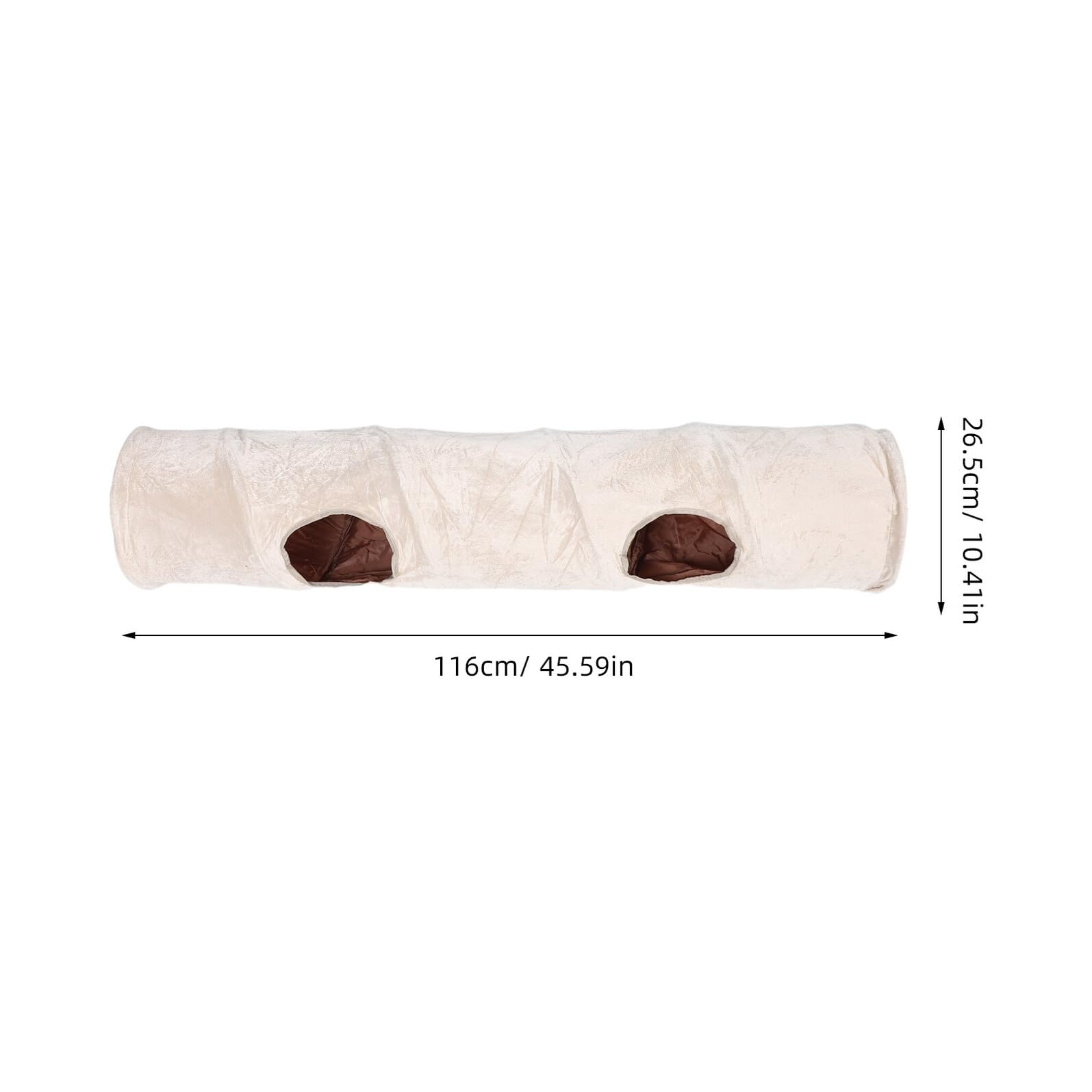 Tunnel Souple Beige pour Petits Animaux avec 2 Trous et Balle Interactive en Tissu Polyester, Espace de Jeu et Repos Confortable pour Chatons en Intérieur