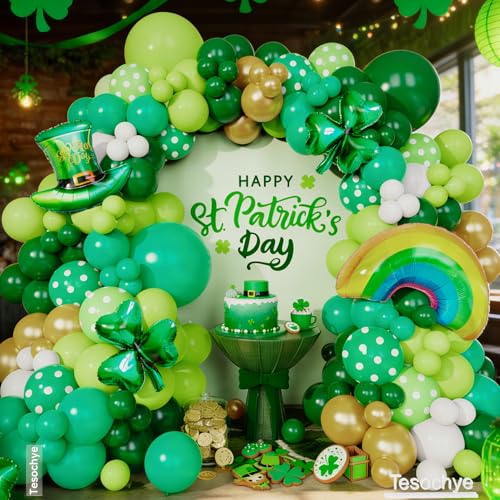 Ballons Saint-Patrick durables vert blanc or avec trèfle pour anniversaire - 7