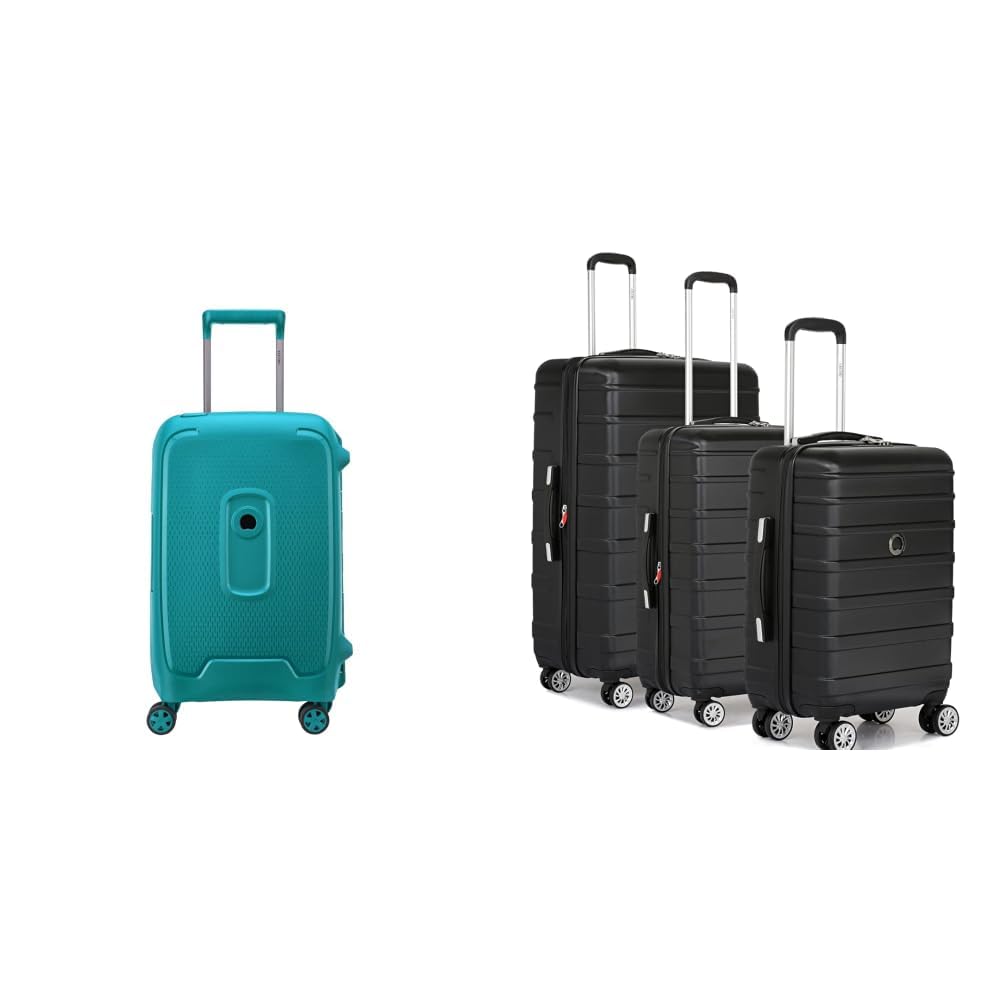 delsey paris Delsey Moncey Polypropylene 55 Cm 4 Double Wheels Meridian Green Hard Suitcase + Margot Trolley Bags Set of 3 Cabin, Medium & Large Luggage Premium Hardside Polycarbonate-picture-27