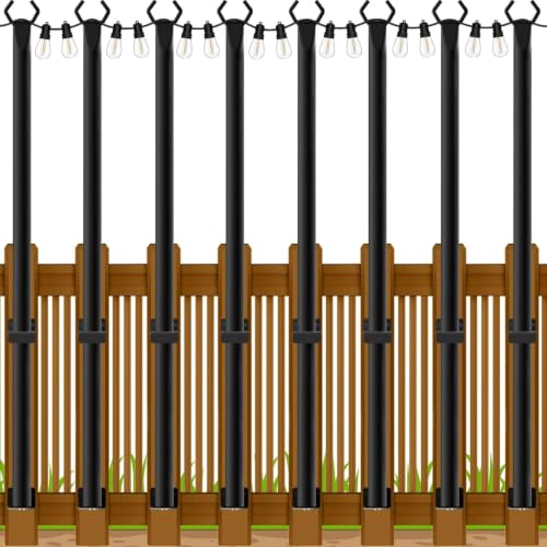 Image of Beizelte 8 Pack 5Ft String Light Poles,Outside String Lights,Outdoor Light Poles,Metal Poles Stand for Patio,Backyard,Deck