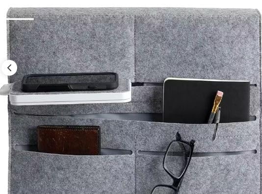 AQUIRA Wireless Qi-Charging Bed Caddy, Bedside Pocket Caddy Bed Organizer Storage Inside with 5 Pockets-picture-27