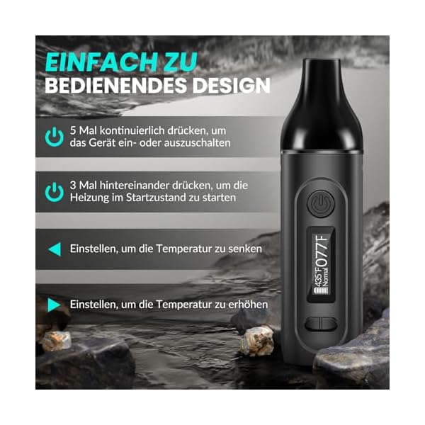 Daakro Vaporizer, vaporisateur d'herbes avec port de chargement USB, vaporisateur portable avec écran OLED pour un chauffage rapide