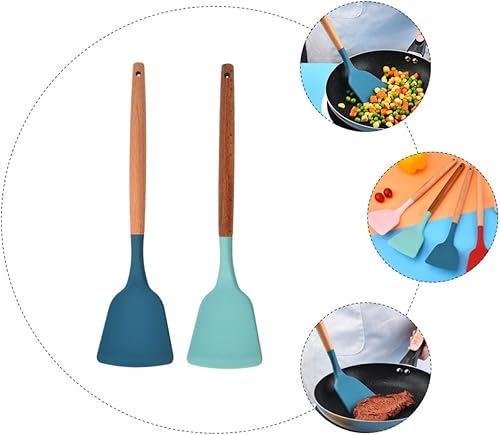 Miniatura 2 de KICHOUSE Juego de 2 espátulas de silicona para espátulas de silicona, juego de utensilios antiadherentes, volteador de huevos, volteador de wok,