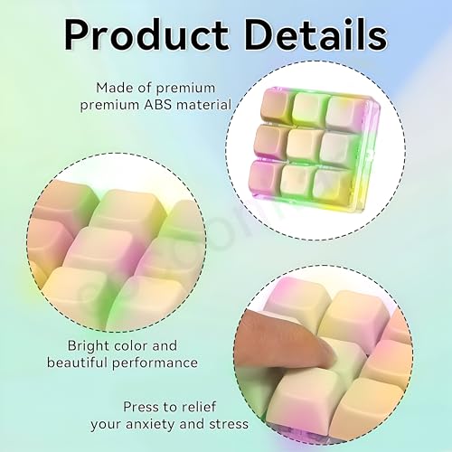 Image of 9 in 1 Lighting Keyboard Fidget Toy with LED Light Keychain Anti-Stress Keyboard Decompression Button Finger Clicker Toys Stress Relief Fidget Gifts (Brown)