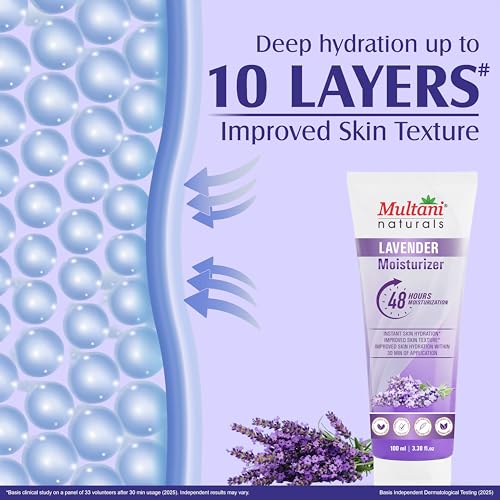 Image of Multani Naturals Moisturizer Lavender (100 ml) | Face & Body | 48-Hour Intense Hydration & Instant Skin Texture Improvement | Paraben-Free, Non-Irritant & Dermatologically Tested | Fast-Absorbing Daily Lotion for All Skin Types