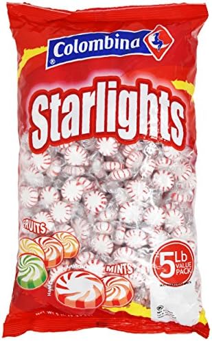 Nosh Pack Peppermint Starlight Mints White Center Individually Wrapped Candy Bulk (5 LB)