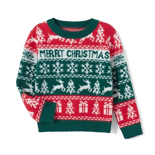 Family Matching Christmas Sweaters Reindeer Snowflakes Ribbed Knitted Jumpers Ugly Long Sleeve Pullover Top4