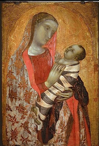 Poster Vierge à l'enfant d'Ambrogio Lorenzetti impression sur toile 60x90cm