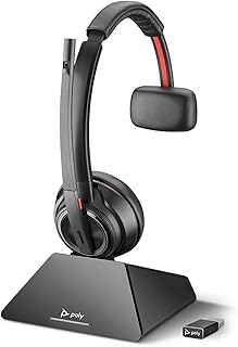 Plantronics - Savi 8210 Office - Wireless DECT Single-Ear (Mono) Headset - Noise Canceling Mic - Connects to Deskphone/PC/Mac - Works with Teams (Certified), Zoom & more