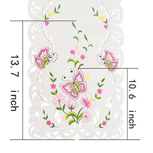 Simhomsen Spring Butterfly And Floral Table Runners, Dresser Scarf (Pink, 14 × 70 Inch) #TOP3