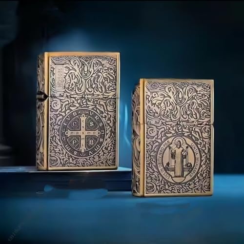 ZORRO Oversized Constantine Lighter – Vintage Refillable Kerosene Pocket Tool with Mechanical Grinding Wheel, Classic Armor Style, Gift-Boxed Collectible B-Gold Cons(Brass)