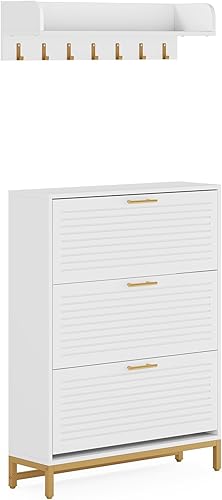 Miniatura 8 de Tribesigns Zapatero armario independiente de almacenamiento de zapatos con perchero de montaje en pared armarios modernos organizadores de zapatos