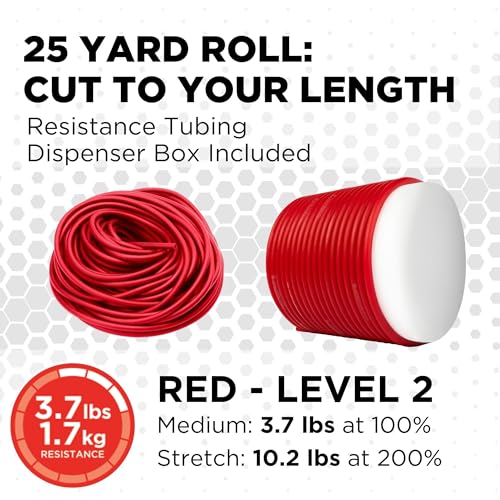 Image of THERABAND Latex Resistance Tubing, Red, Medium Level 2, 25 ft Roll, Professional Grade for Upper and Lower Body Workouts, Cut-to-Length, Color-Coded Resistance Levels