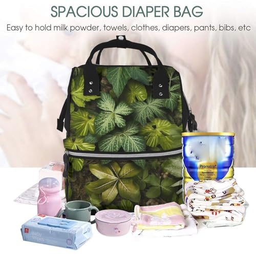 Sac à dos pour maman grand format imprimé plantes et feuilles vertes - 5