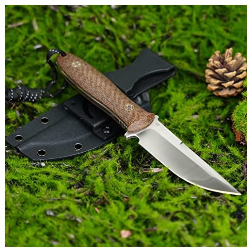 VALKNUT Fixed Blade Knife, D2 Steel Blade Full Tang Knives for Hunting Survival Bushcraft, 4'' Straight Back Blade Outdoor Camping Knife with Micarta Handle and Kydex Sheath