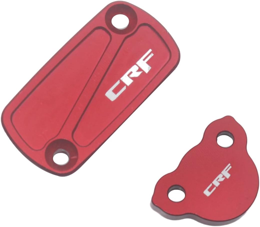 CNC Aluminum Front and Rear Brake Fluid Reservoir Caps Cover For CR125R CR250R CRF150R CRF250R CRF250X CRF250RX CRF250F CRF450R CRF450RX CRF450X CRF450L CRF450RL (Red)