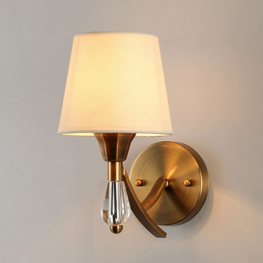Apliques de pared posmodernos E14 con pantalla de lino para dormitorio y pasillo