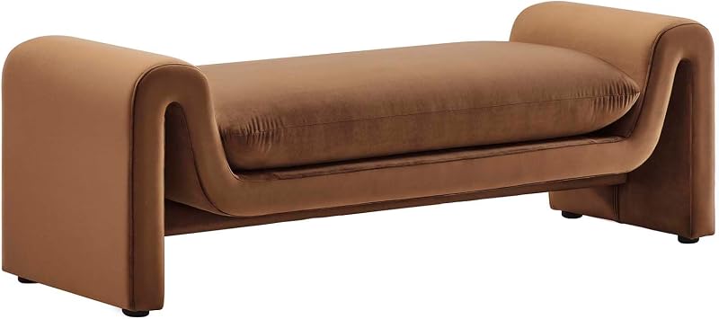Modway EEI-6380-BRN Waverly Performance Velvet Bench, Brown