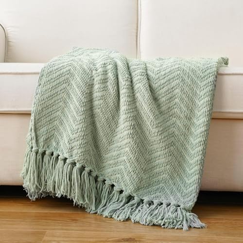 Image of BATTILO HOME Sage Green Throw Blanket for Couch, 50 inchx60 inch