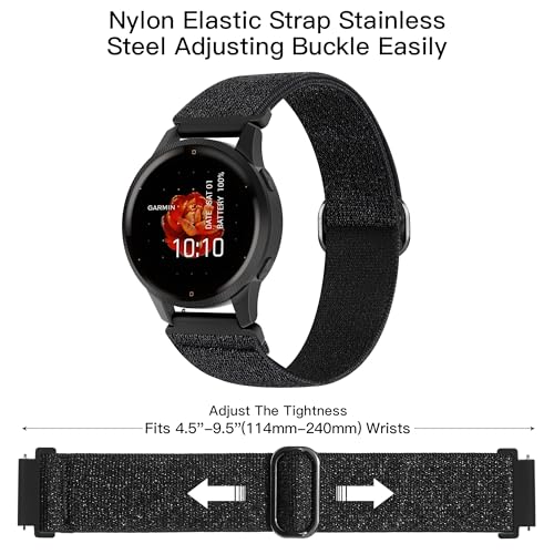 5 Pack Stretchy Nylon Watch Bands Compatible with Garmin Venu 3S/2S/Forerunner 265S,18mm Soft Elastic Fabric Adjustable Sport Strap for Garmin Vivoactive 4S/Forerunner 255S/255S Music Women Men by Kollody - Used condition - Image 5