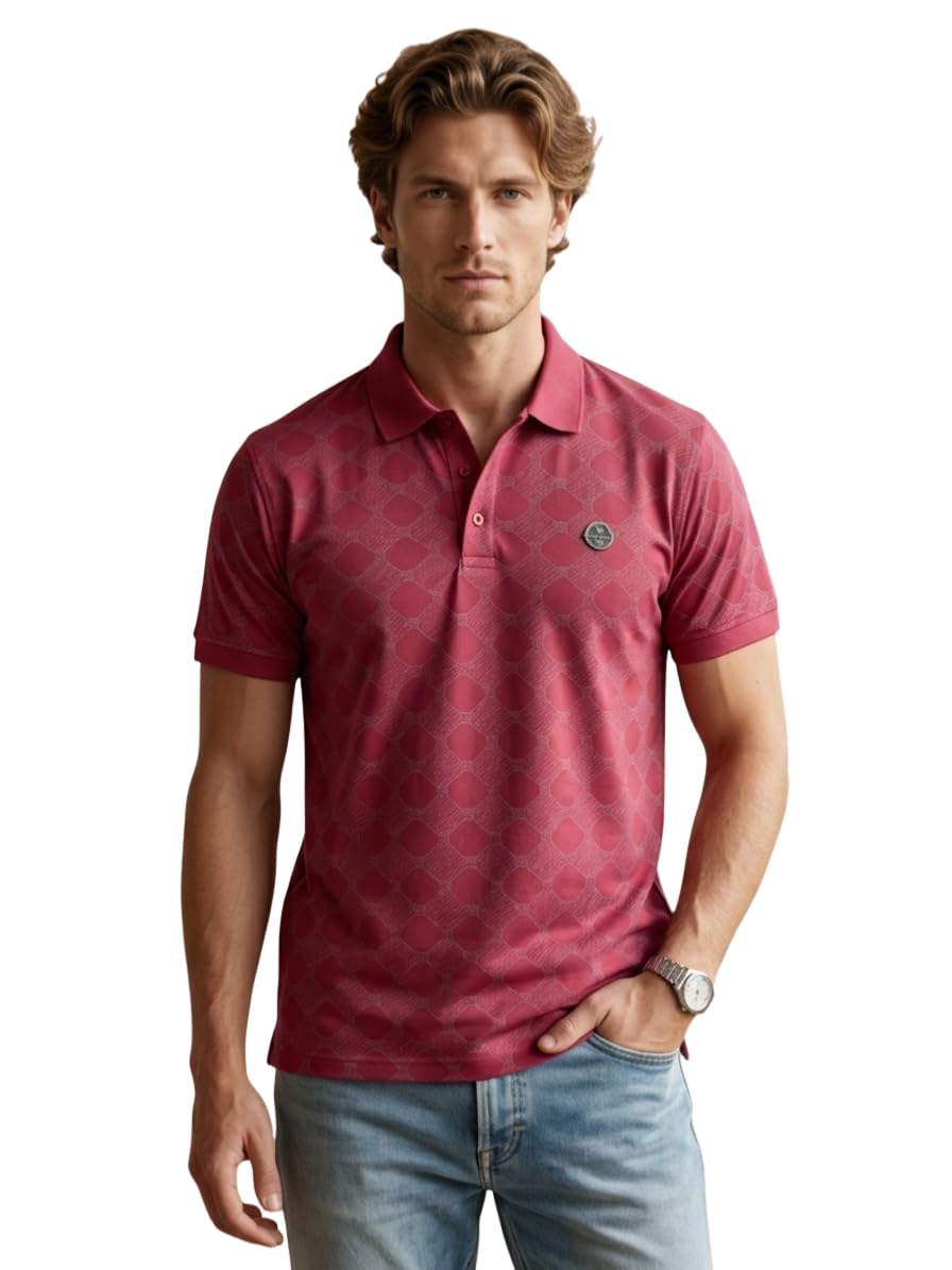 Men’s Premium Geometric Print Polo T-Shirt – SAP Matte Fabric, Modern Slim Fit-picture-51