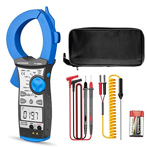 Digital Clamp Meter INFURIDER YF-860N T-RMS 6000 Display Auto-Range,Multimeter Amp Volt Tester,Accurate Measure for AC DC Current Voltage,Ohm,Hz,Capacitance,Resistance,Temp,Duty Cycle