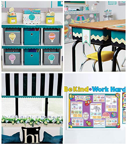 Carson Dellosa 36 Ft Scalloped Teal Bulletin Board Borders, Classroom Borders For Bulletin Board, White Board, Cork Board, Locker, And Classroom Décor, Bulletin Board Trim #TOP4