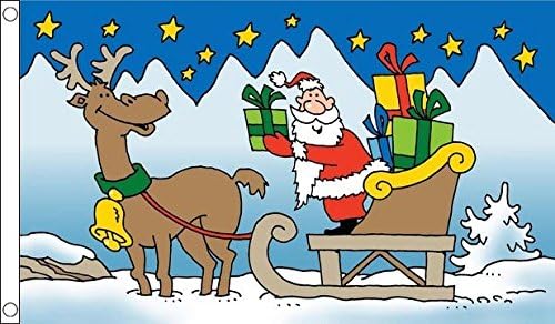 Flagtex Christmas Flag Santa Sleigh 5ft x 3ft (150cm x 90cm)