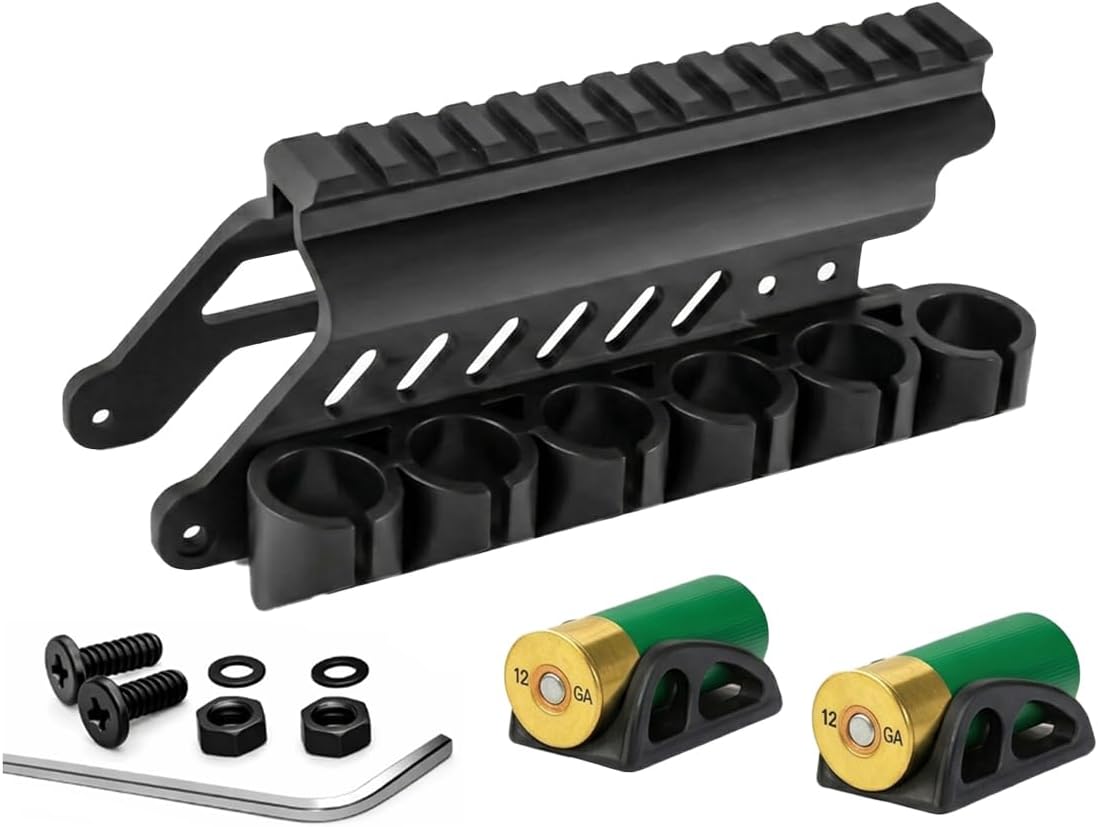 GOTICAL Side Saddle Shotgun Shell Holder V2 | Compatible with Mossberg 500/590/Maverick 88/Shockwave Series Shotguns 12 Ga 6-Shell Holder
