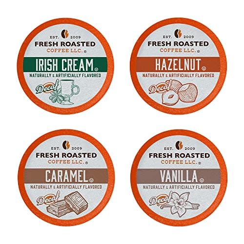 Fresh Roasted Coffee, Paquete variado tradicional descafeinado, compatible con cápsulas de café saborizadas K-Cup, 48 unidades