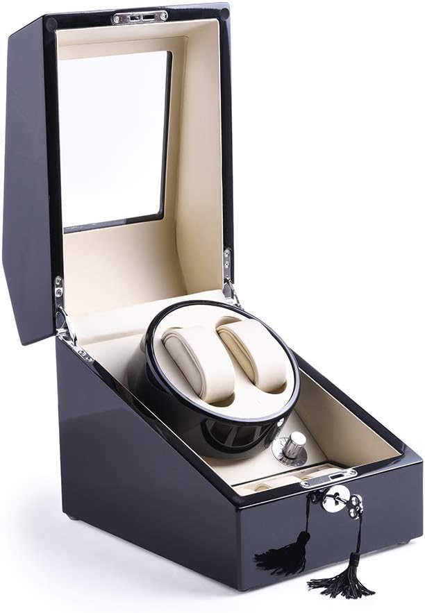 XTELARY Luxury Automatic Rotate Watch Winder 2+3 Leather Storage (Wood Shell + Leather Pillow + Piano Paint + Tempered Glass)