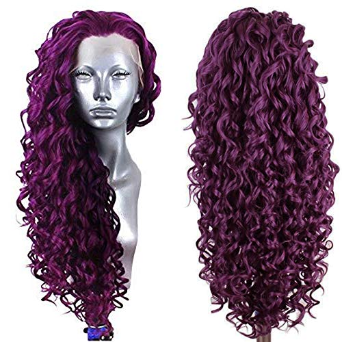 Ebingoo Fashion Purple Lace Front Wig 26 inch Long Curly Wavy Synthetic Lace Party Wigs Heat Resistant Fiber for cosplay for Any occasion for cosplay