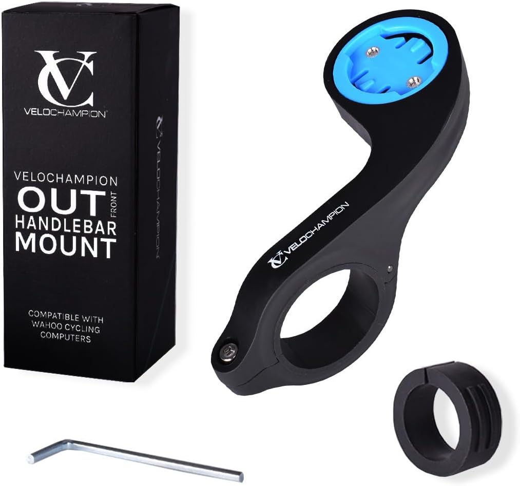 VeloChampion Out Front Bike Handlebar Mount Compatible with Garmin or Wahoo Bicycle GPS Computers. Fits Handlebar Widths 25.4-35mm (Wahoo Mount)