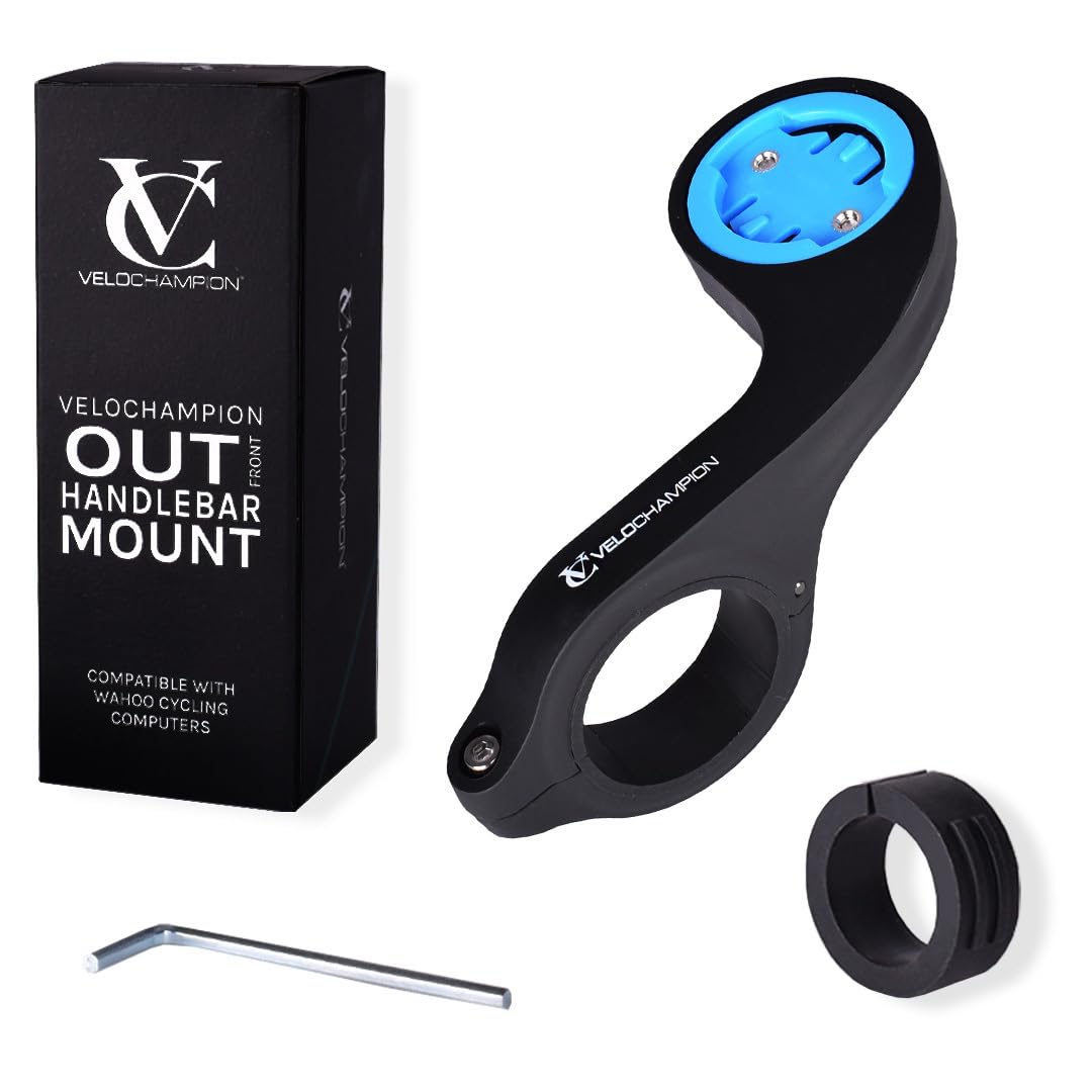 VeloChampion Out Front Bike Handlebar Mount Compatible with Garmin or Wahoo Bicycle GPS Computers. Fits Handlebar Widths 25.4-35mm (Wahoo Mount)