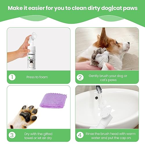 Paw-Cleaner-for-Dogs-and-Cats-Clean-Paws-No-Rinse-Foaming-Cleanser5-oz-Dandelion-Paw-Cleanser-Paw-Brush-for-Dogs-Dog-Paw-Scrubber-Cat-Paw-Cleaner-Fragrance-Free-1pcs