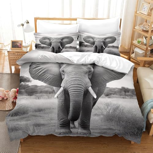 Housse de couette fleurie 3D Super King 260x220 cm en microfibre douce avec fermeture éclair - 3