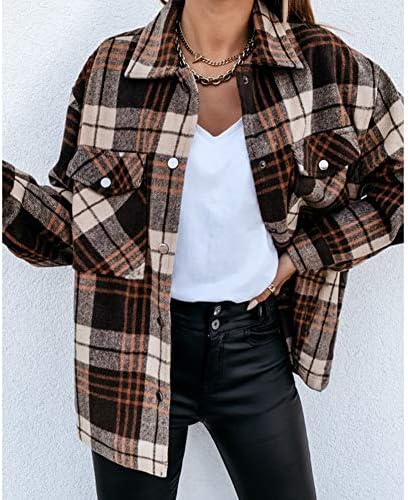 Damen Hemdjacke Kariert - Winterjacke Mit Kapuze Und Fleece-Futter