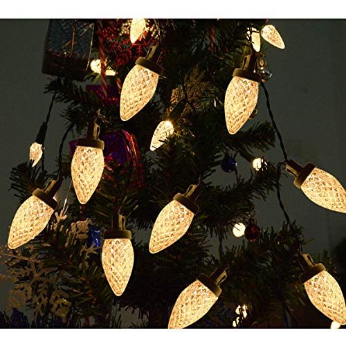 Image of C9 Christmas Lights, 50 led Battery Operated Strawberry Christmas String Lights for Holiday Decorations Christmas Wreaths Xmas Tree Front Door Garland Decorations (Warm Lighting)