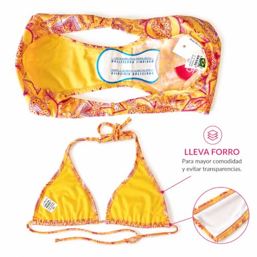 Bikini brésilien fabriqué au Brésil en taille XL avec haut triangle réglable orange - 4