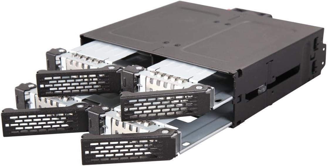 ICY DOCK 4 Bay 2.5 SAS/SATA HDD/SSD Metal Mobile Rack Enclosure for 5.25" Bay (with Fan Control) | ToughArmor MB607SP-B