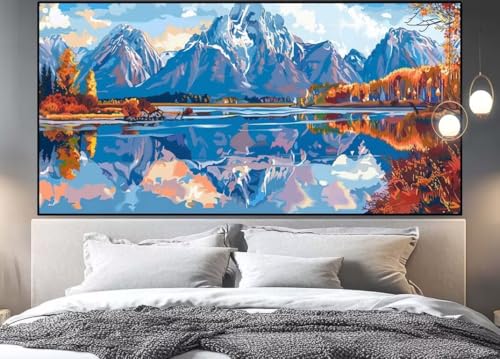 Diamond painting hiver grand format XXL 130x60 cm avec strass carrés