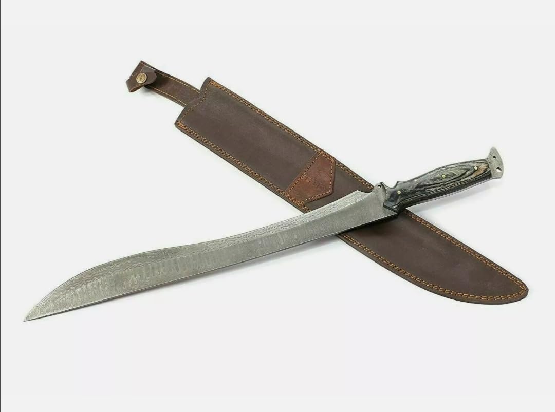Empire - 30 Inch Long Handmade Damascus Steel Full Tang Hunting Sword With Sheath - Pakka Wood Grip - Sharpe Edges - Hunting Sword - Hand Forged Iberian Sword - Best Gift For Him - Anniversary Gift