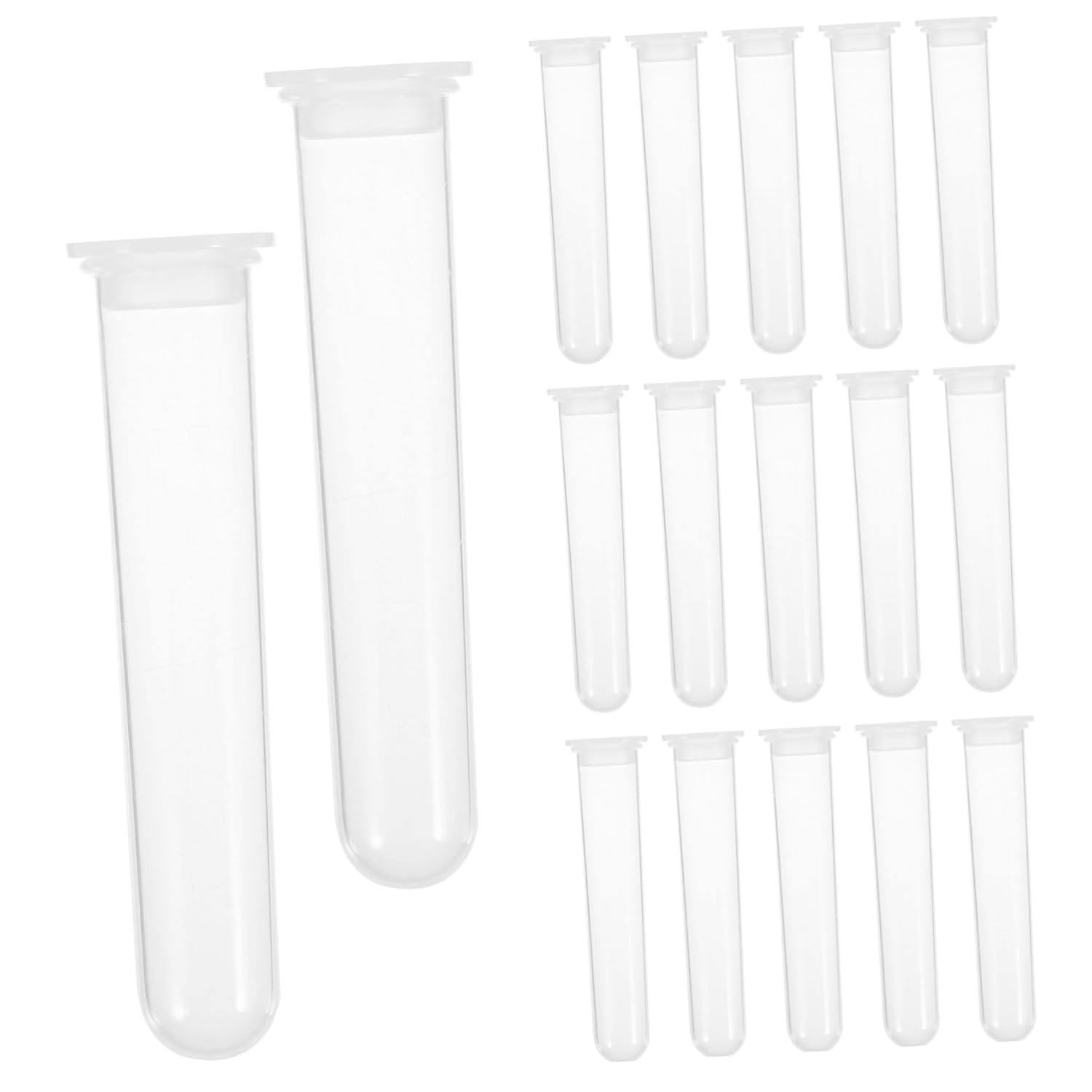 GARVALON 100pcs Plastic Round Bottom Tubes Lab Tubes Caps Small Testing for Chemistry