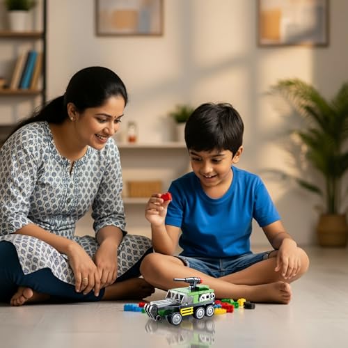 Image of STEM Armored Vehicle Building Blocks Set (84 Pcs) | DIY Machine Gun Toy for Kids 7+ Years (Boys & Girls) | Educational Construction | Creativity & Action Play Toy