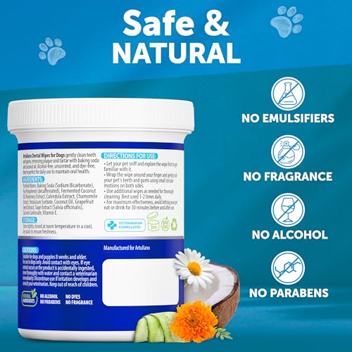 Image of Dental Finger Wipes for Dogs Teeth - 50 Count - Unscented Dog Dental Wipes