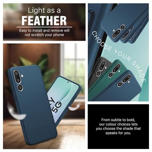 Image of WOW IMAGINE Back Cover for Samsung Galaxy M56 5G | Galaxy F56 5G | Ultra Slim Soft Rubberised Case | Inner Velvet Fabric | Matte Silicone Flexible Mobile Case | Camera Protection - Blue