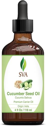 Miniatura 3 de SVA ORGANICS Aceite portador de semillas de pepino con agradable aroma a pepino, fragancia natural, 4.0 fl oz (4 onzas líquidas), natural para piel