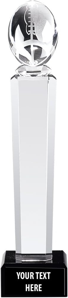 Crown Awards 13" Onyx Crystal Pedestal Football Trophy