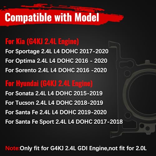 Image of 223112GGB0 Head Gasket for Hyundai Sonata Kia Optima Sorento 2.4 2016-2020,G4KJ Head Gasket Kit for Kia Sportage 2.4L 2017-2020, Santa Fe 2017-2020, Tucson 2018 2019 Cylinder Gasket Kit with Bolts